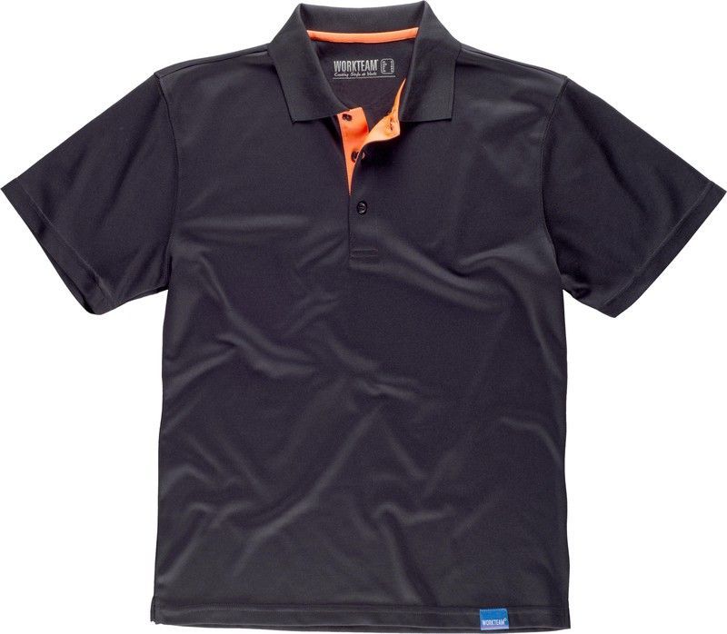 Polo técnico de manga corta flúor / Negro