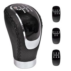 POMO CAMBIO MARCHAS PIEL NEGRO "ROYAL" ESFERA INTERCAMBIABLE