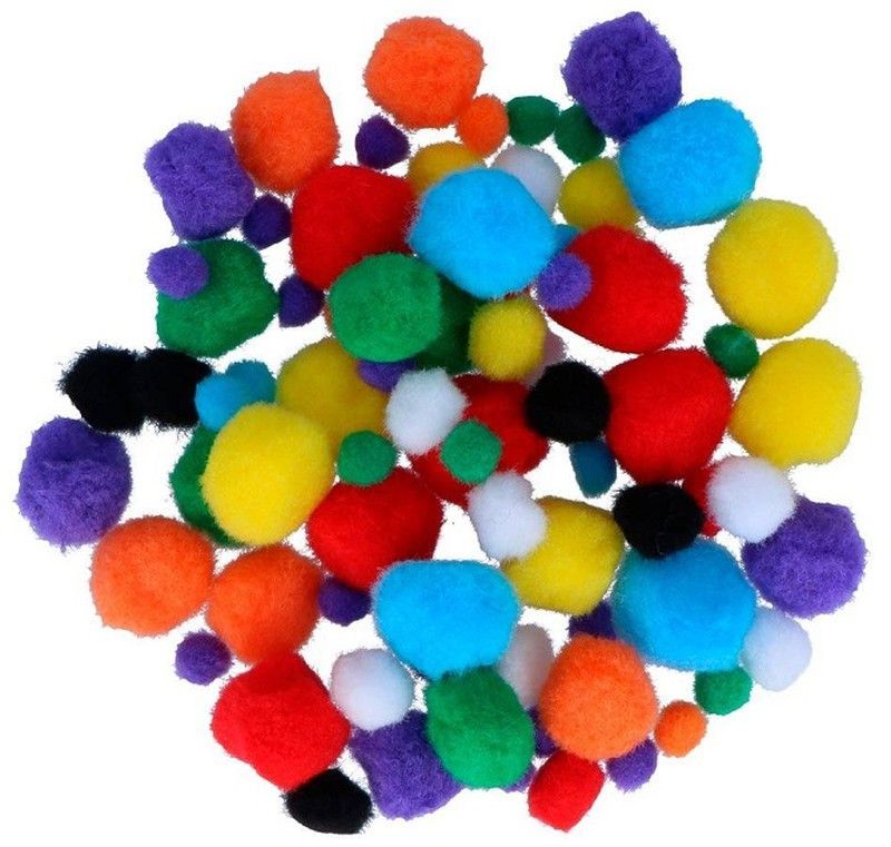Pompones colores y medidas surtidas 78 und.