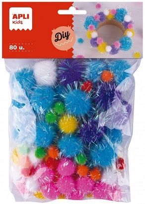 Pompones Glitter colores surtidos 80 und.