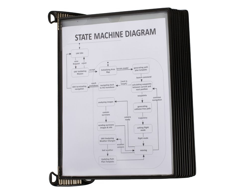 Portacatalogo de pared djois pro con 10 fundas A4 polipropileno easy load color negro 355x430x170 mm