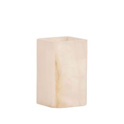 Portacepillos de mármol en blanco y beige, 7 x 7 x 11 cm | Mármol