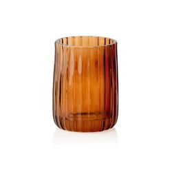 Portacepillos de vidrio en color caramelo, Ø 7 x 10 cm