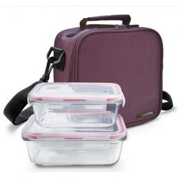 Portacomida lunchbag basic lila+cont. Vidrio 570+870ml iris