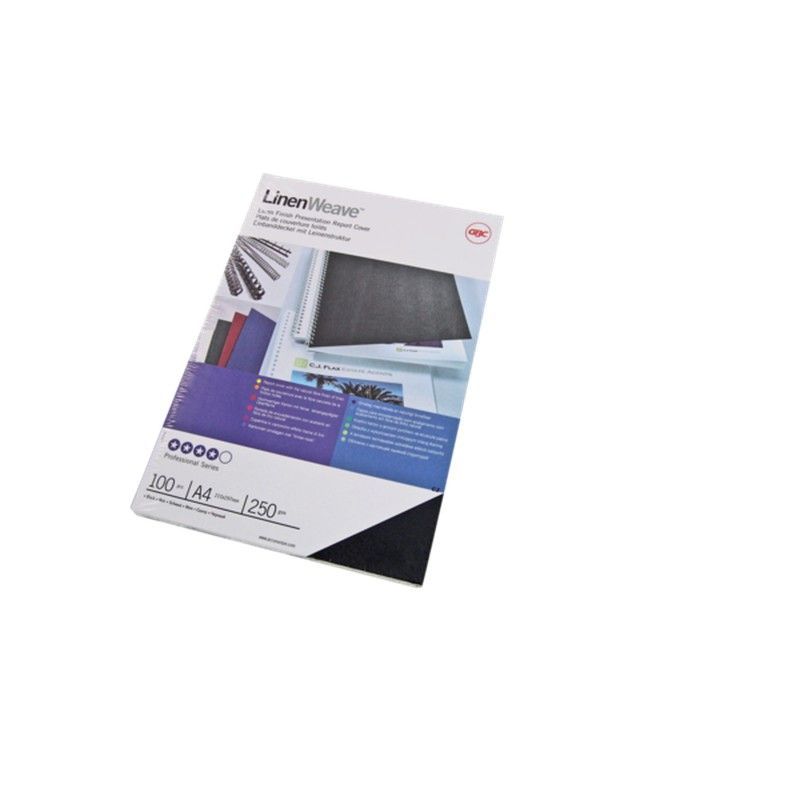 Portada LINEN GBC 250 grs DIN A4 (Pack 100), negro