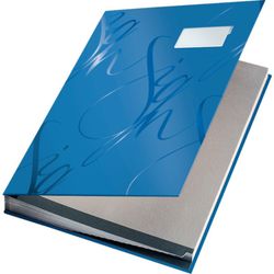 Portafirmas Gama Leitz Sign. Fuelle con 18 separadores acabado soft grip, azul