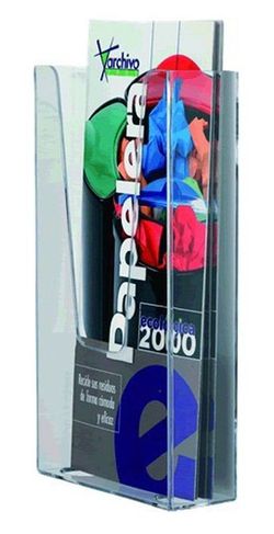 Portafolletos vertical de 1/3 de a4 mural en pvc cristal