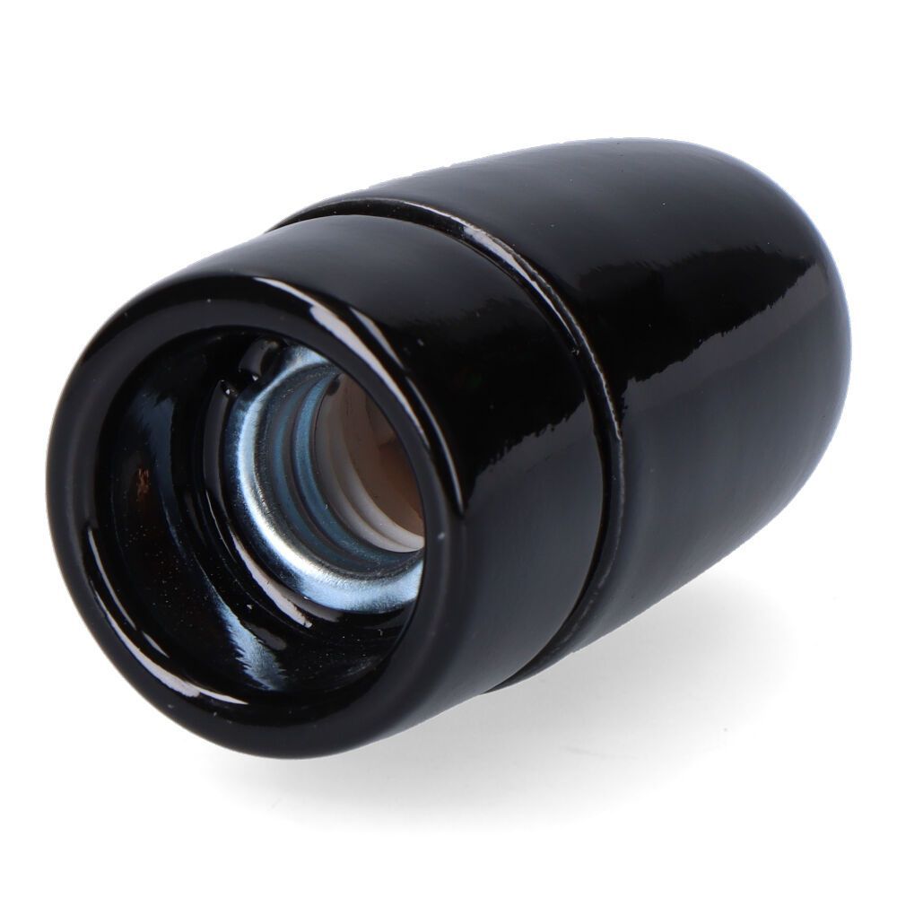Portalámparas Cerámico Vintage E14, 60 W 250 V, Negro, Ø35 X 60 Mm (Retractilado)