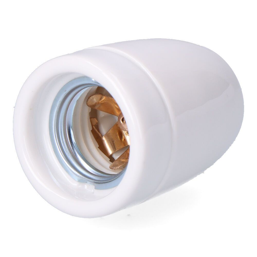 Portalámparas Cerámico Vintage E27, 100 W 250 V, Blanco, Ø47 X 59 Mm (Retractilado)