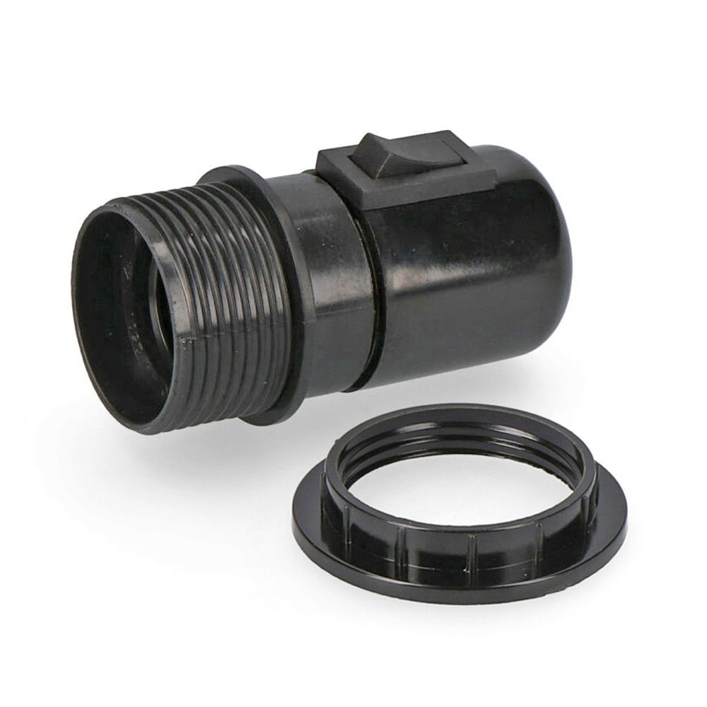 Portalámparas E27 Con Interruptor + Arandela Negro (Envasado)