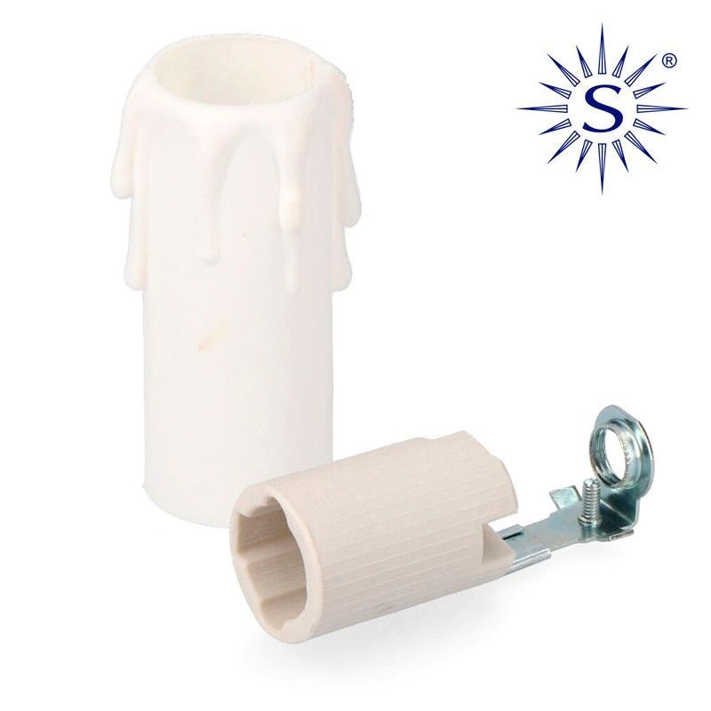 Portalamparas + vela corta porcelana envasado 44120