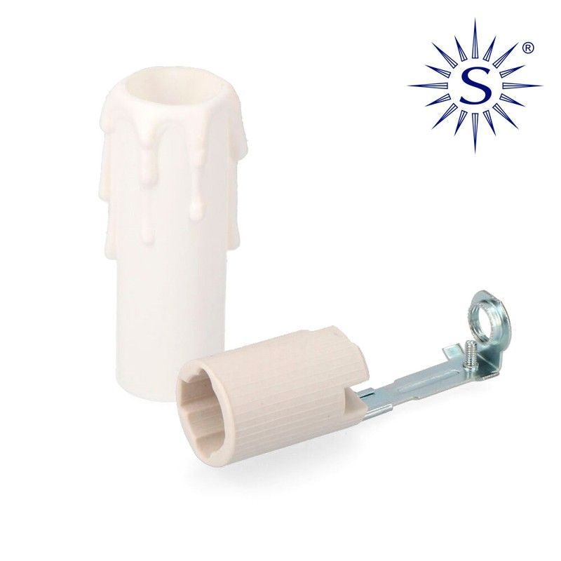 Portalamparas+vela mediana porcelana envasado 44125