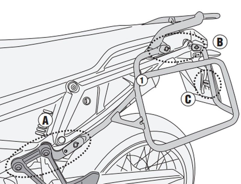 Portamaletas lateral A. TUAREG 660 21> PL ONE-FIT configurado para maletas MONOKEY«