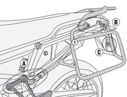 Portamaletas lateral A. TUAREG 660 21> PL ONE-FIT configurado para maletas MONOKEY«