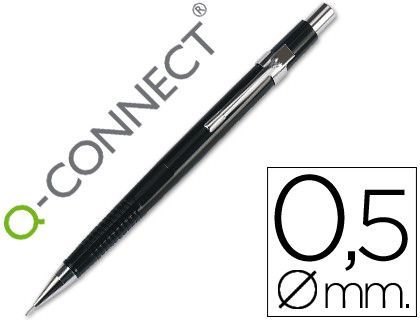 Portaminas Q-Connect 0,5 mm -Con Tres Minas Cuerpo Negro Clip Metalico