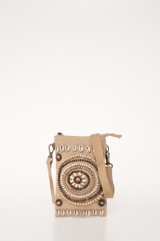 Portamóvil De Rafia Con Conchas