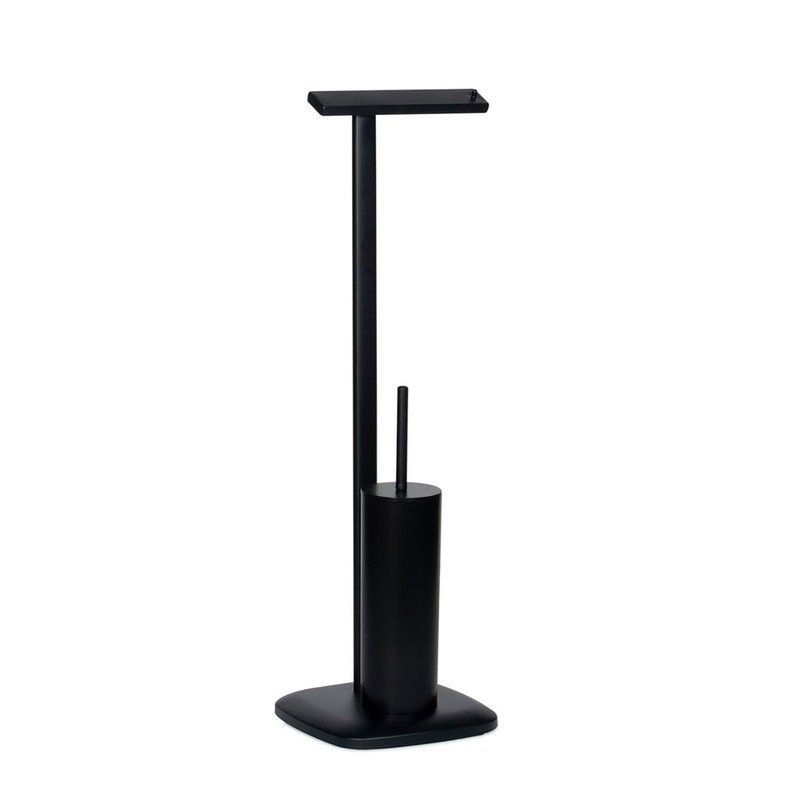 Portarollos/Escobilla de Metal Negro, 22,5x22,5x73cm