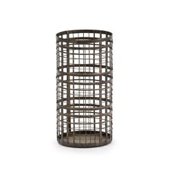 Portavela de metal dorado, 13x13x25 cm