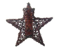 Portavela estrella de mimbre