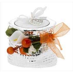 Portavela Saco 6x5x6cm Latón 2200AR Detalle Floral Anaranjado