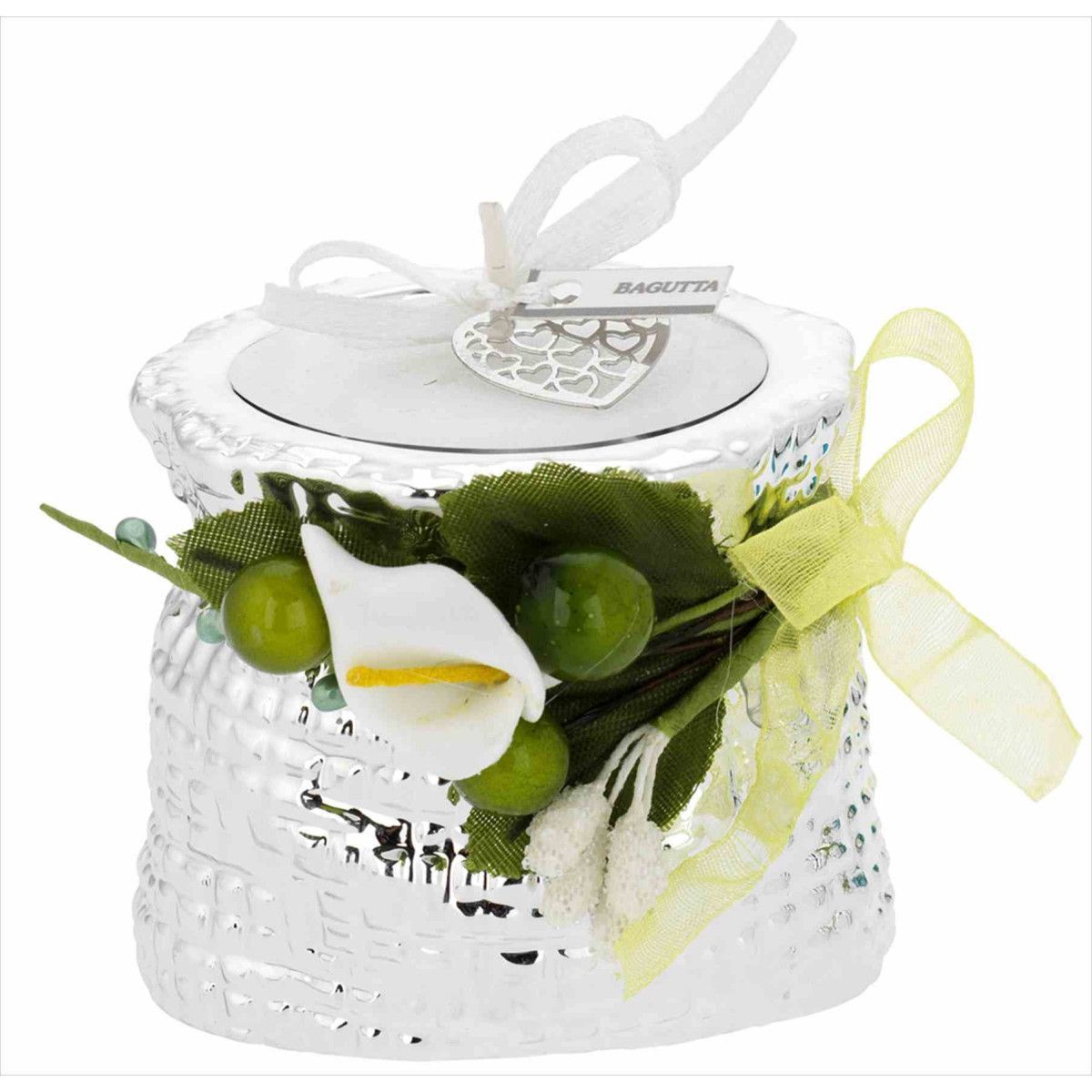 Portavela Saco 6x5x6cm Latón 2200VE Detalle Floral Verde