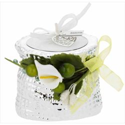 Portavela Saco 6x5x6cm Latón 2200VE Detalle Floral Verde