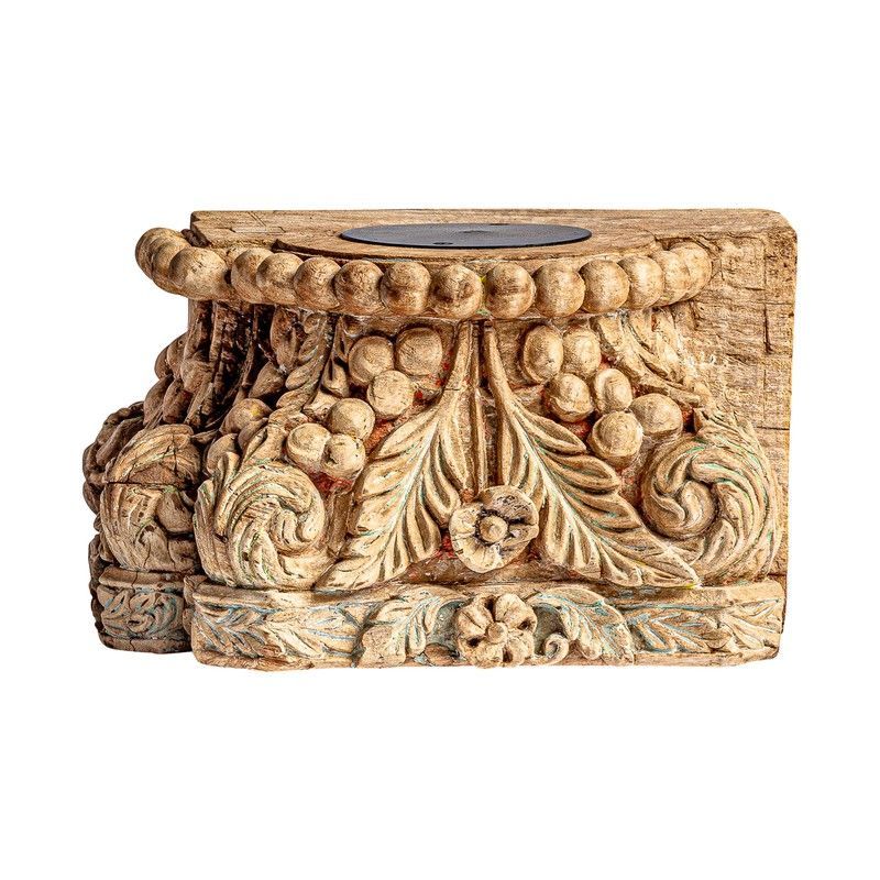 Portavela Surt de madera de teka en natural, 33 x 33 x 28 cm