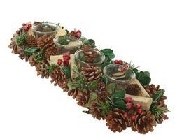 Portavelas bolas rectangulares de piña L15.00-W45.00-H9.50cm color Green/red