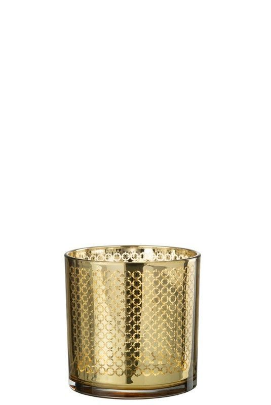 Portavelas Cristal Oro Tamaño M Especial Navidad