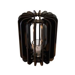 Portavelas de plexiglás negro, Ø16x20 cm