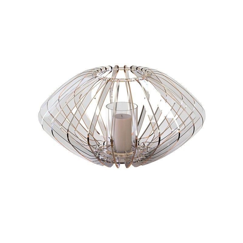 Portavelas de plexiglás transparente en forma de elipse, Ø60x56 cm