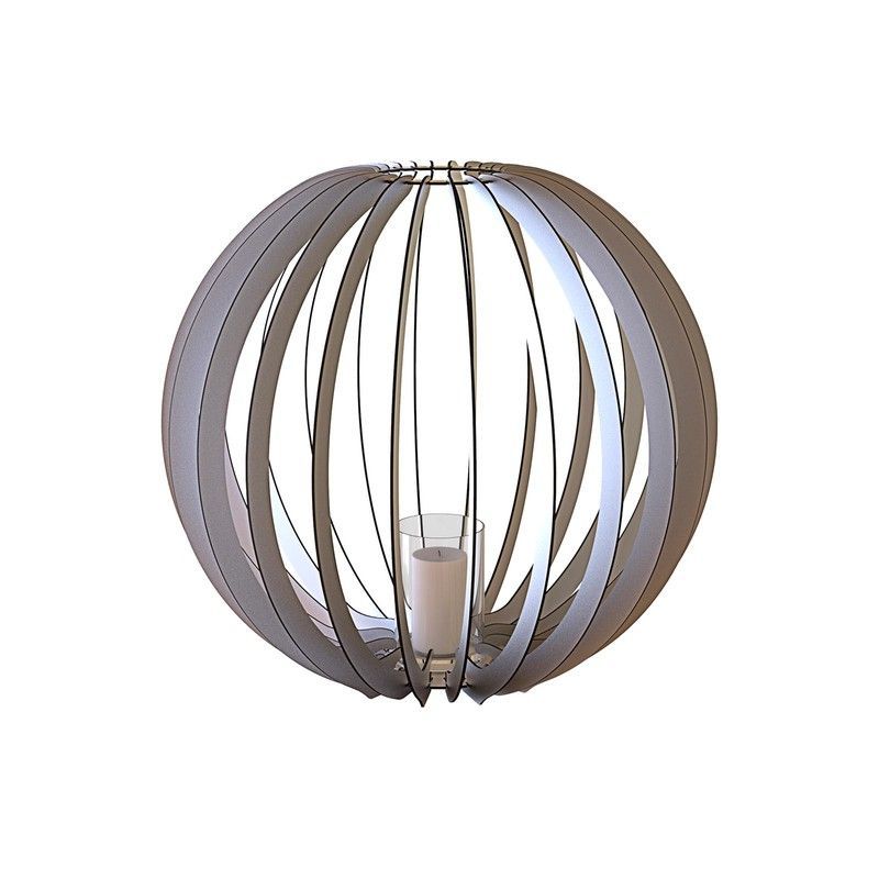 Portavelas esférico de aluminio gris, Ø60x56 cm