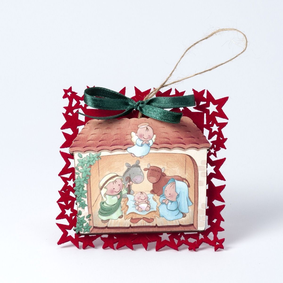 Posavasos rojo e Imán nacimiento de madera Pit&Pita