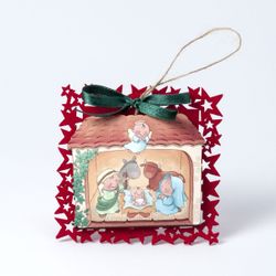 Posavasos rojo e Imán nacimiento de madera Pit&Pita