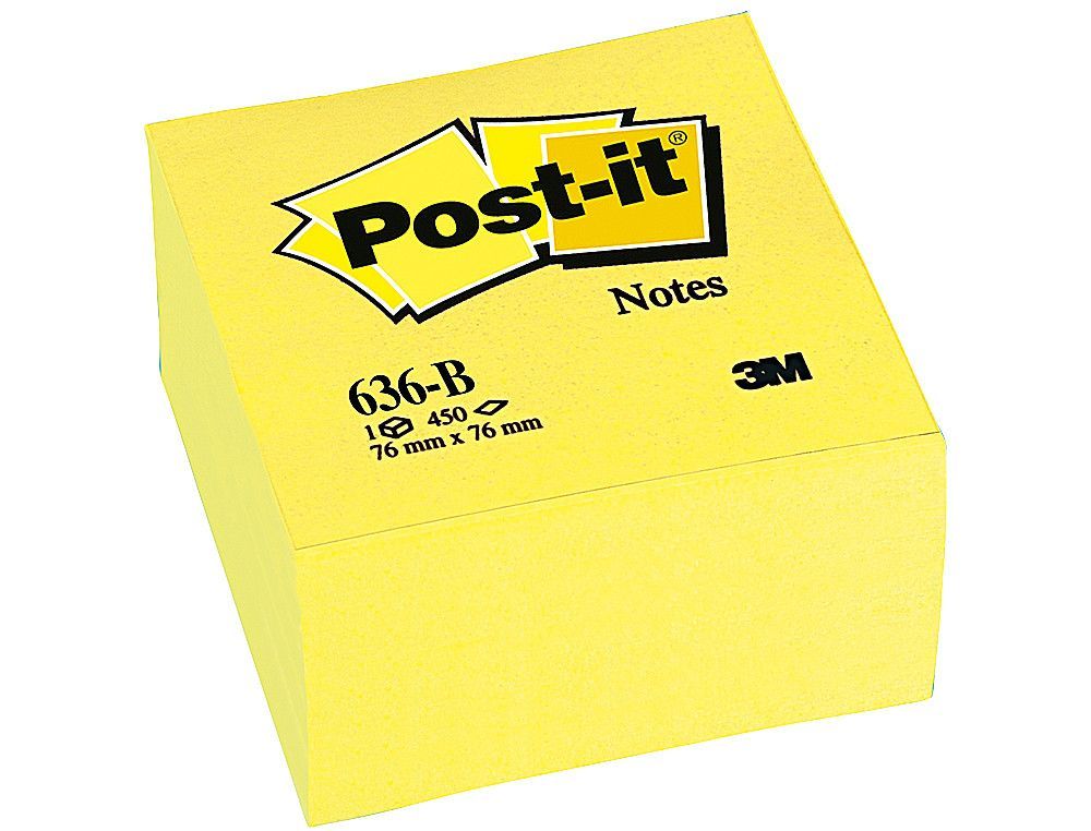 POST-IT CUBO notas adhesivas 450h 76x76mm Amarillo 636-B