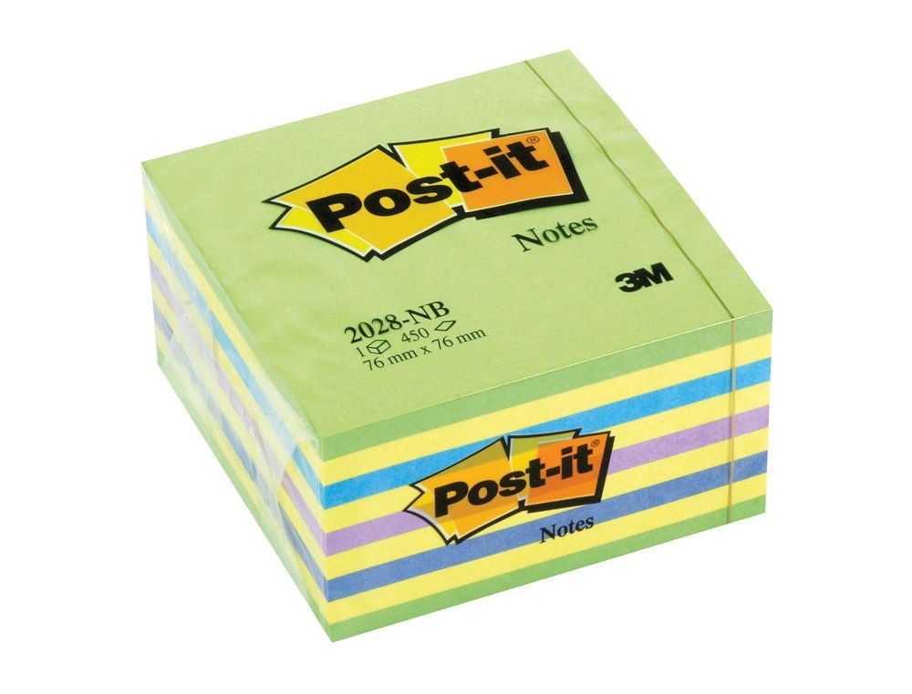 POST-IT CUBO notas adhesivas 450h 76x76mm neón azul/verde 2028NB