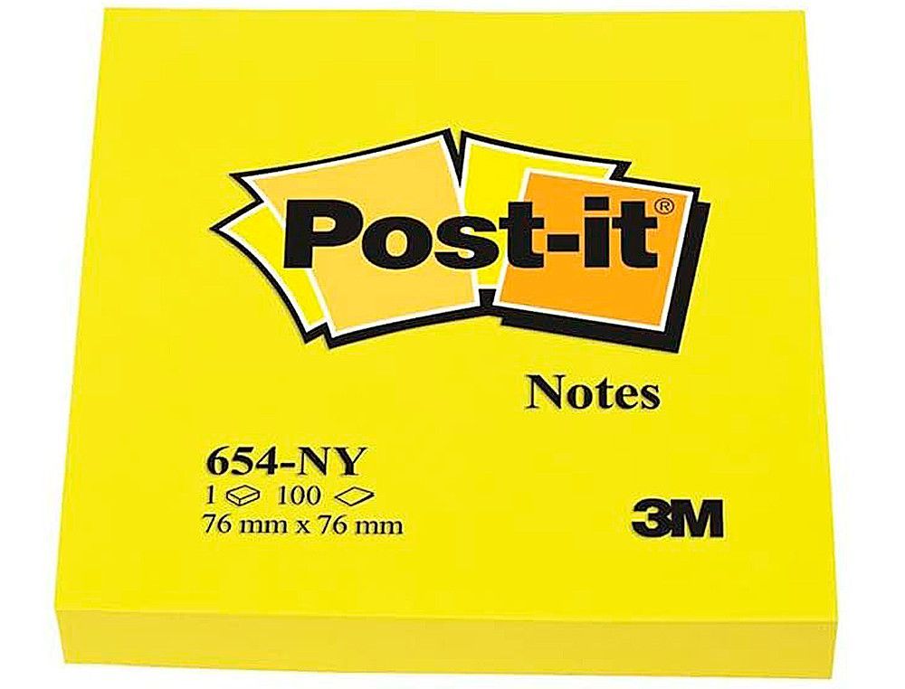 POST-IT Notas adhesivas 100h Amarillo neon 76x76mm