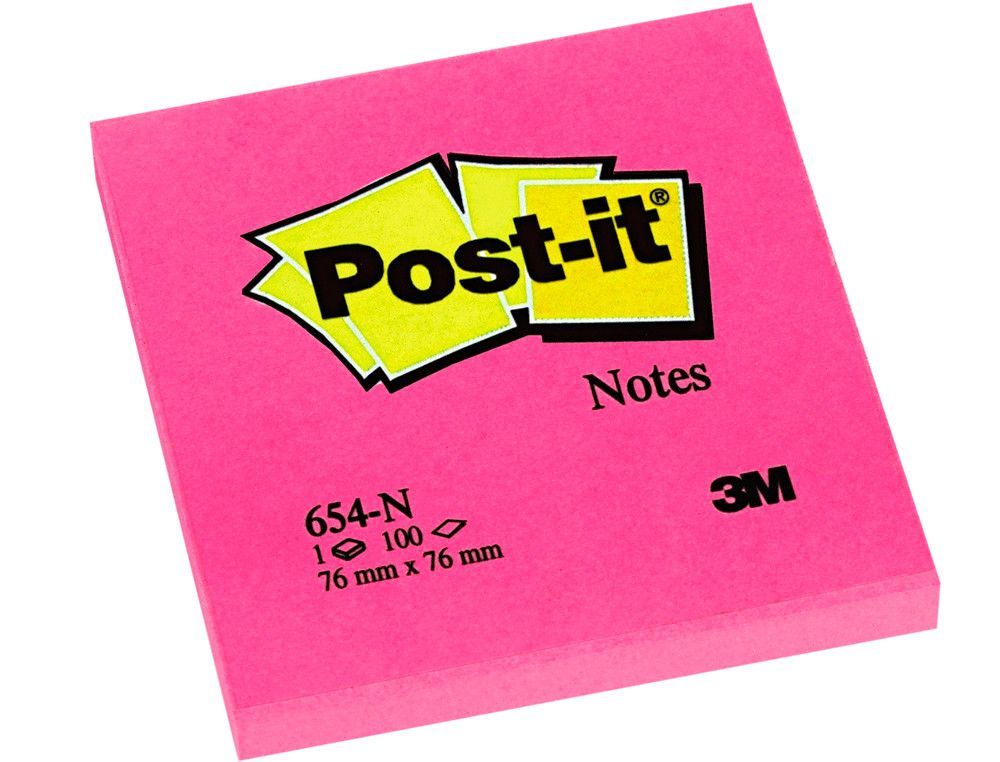 POST-IT Notas adhesivas 100h Rosa neon 76x76mm