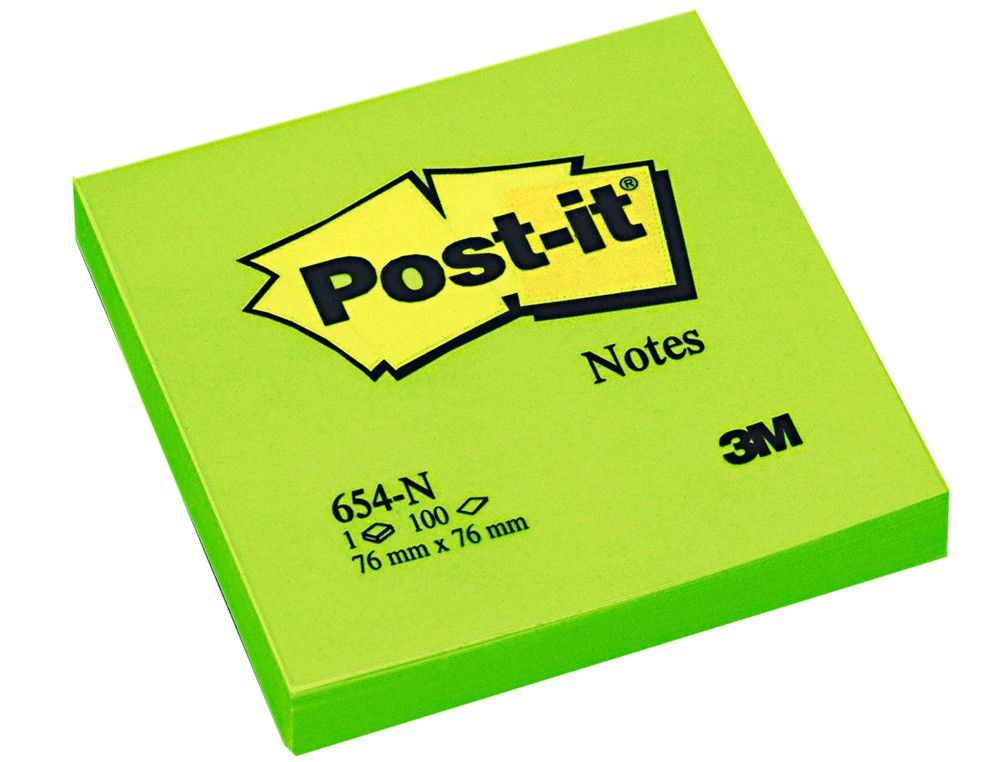 POST-IT Notas adhesivas 100h Verde neon 76x76mm