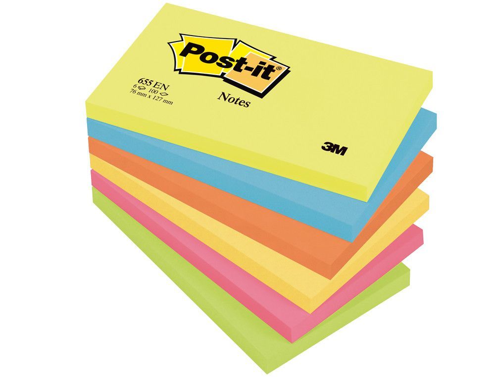 POST-IT Notas adhesivas Gama Energia Pack 6 blocs 100h Colores surtidos 76x127mm