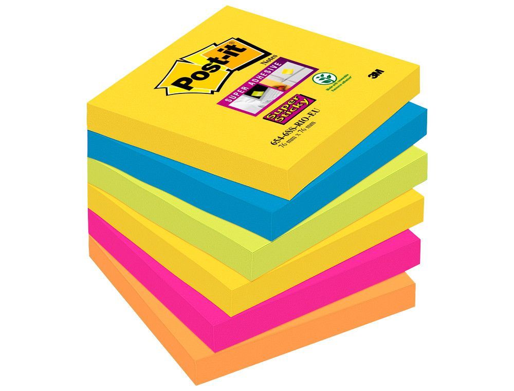 POST-IT Notas adhesivas Rio Janeiro Pack 6 blocs 76x76mm