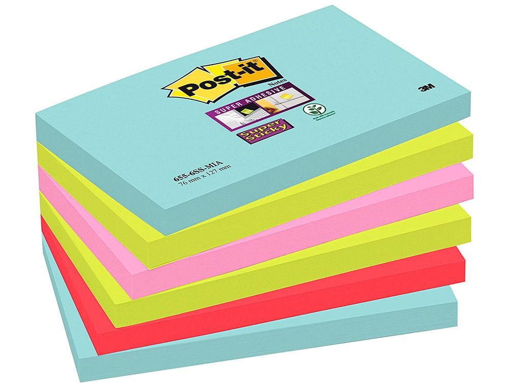 POST-IT Pack 6 blocs 76x127 Colección Miami 70005291631