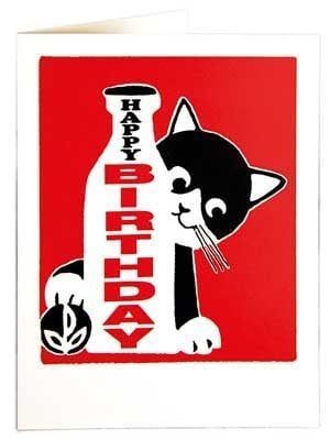 Postal Original Happy Birthday cat Archivist Ideal Regalo