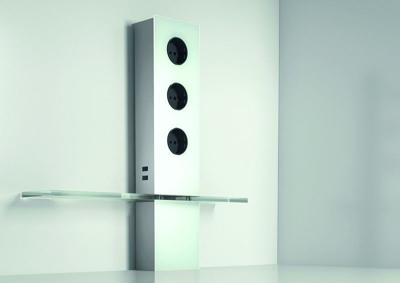 Power glass toma de red + usb + estante