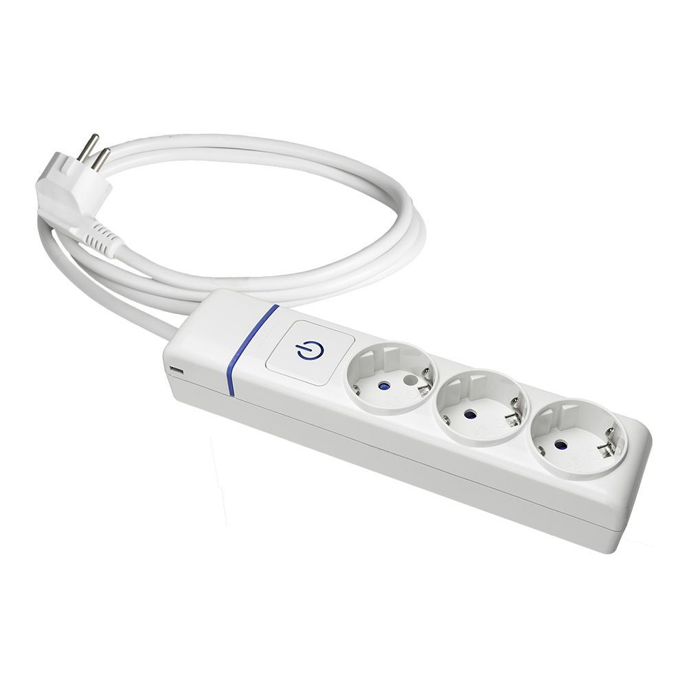 Prolongador Con 3 Tomas 2P+T, 16A 250V Con Interruptor Luminoso, Cable 1, 5 M.