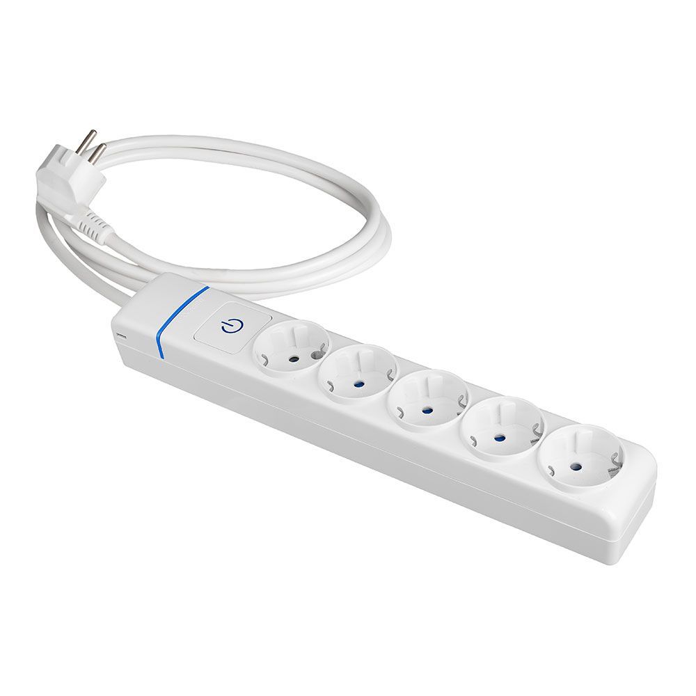 Prolongador Con 5 Tomas 2P+T, 16A 250V Con Interruptor Luminoso, Cable 1, 5 M.