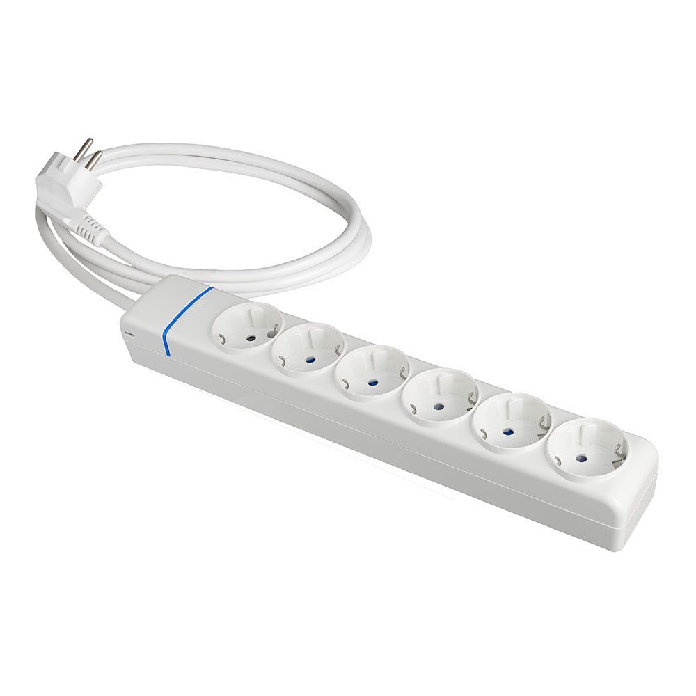 Prolongador Con 6 Tomas 2P+T, 16 A 250 V De Cable H05Vv-F 3G 1,5 M.