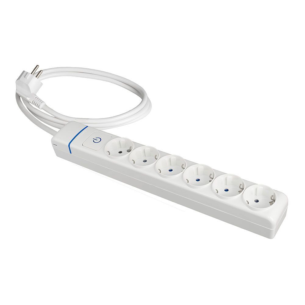 Prolongador Con 6 Tomas 2P+T, 16A 250V Con Interruptor Luminoso, Cable 1, 5 M.