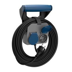 Prolongador Expert De Pared 2 Tomas Con Tapa Ip44 H05Rr-F 4 G 1,5 Mm² 16 A 230 V~ 10 M Negro/Gris/Azul