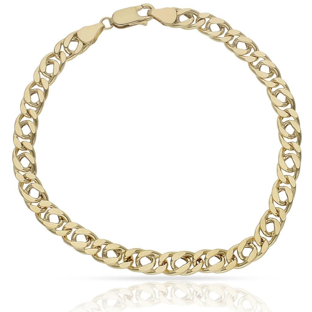 PU180 Pulsera semihueca de oro 18k de hombre cierre mosquetón sólido de seguridad